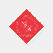 円エレガント形文字テンプレート編集可能な赤い白 スタンダードカクテルナプキン (角)