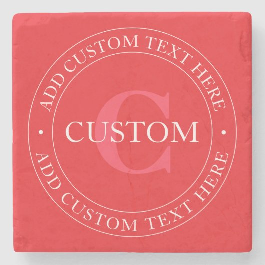 円エレガント形文字テンプレート編集可能な赤い白 ストーンコースター (正面)