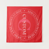 円エレガント形文字テンプレート編集可能な赤い白 タペストリー (正面(横))