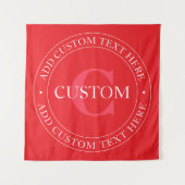 円エレガント形文字テンプレート編集可能な赤い白 タペストリー (正面)