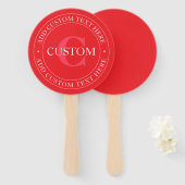 円エレガント形文字テンプレート編集可能な赤い白 ハンドファン (正面&裏面)