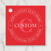 円エレガント形文字テンプレート編集可能な赤い白 フェイバータグ (正面)