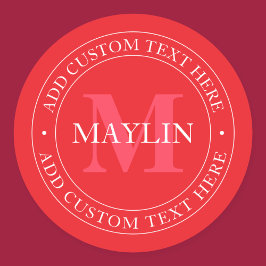 円エレガント形文字テンプレート編集可能な赤い白 ラウンドシール