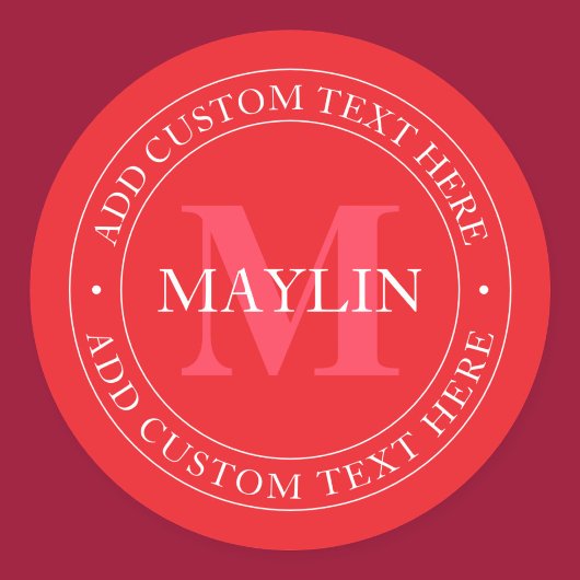 円エレガント形文字テンプレート編集可能な赤い白 ラウンドシール