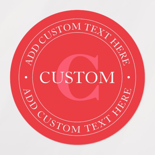 円エレガント形文字テンプレート編集可能な赤い白 ラベル (デザイン1)