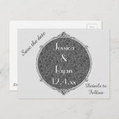 円エレガント日付の保存 案内ポストカード (正面/裏面)