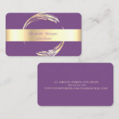円エレガント紫モダン、金ゴールド 名刺 (正面/裏面)
