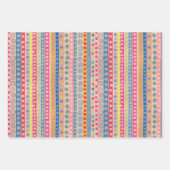 円カラフルとストライプ ラッピングペーパーシート (正面)