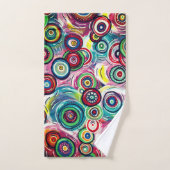 円カラフルと渦巻きオリジナル抽象芸術 バスタオルセット (ハンドタオル)
