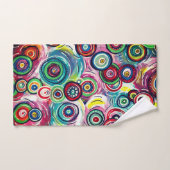 円カラフルと渦巻きオリジナル抽象芸術 バスタオルセット (ハンドタオル)