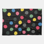 円カラフルと金ゴールド水玉模様 キッチンタオル (横)