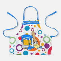 円カラフルと雑然と絵を描する缶とブラシ