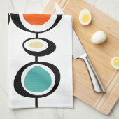 円カラフルターコイズオレンジミッドセンチュリー キッチンタオル (四つ折り)