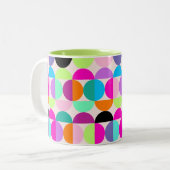 円カラフル中世紀美術モダン幾何学的 ツートーンマグカップ (正面左)