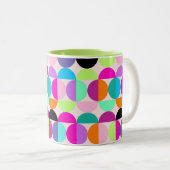 円カラフル中世紀美術モダン幾何学的 ツートーンマグカップ (正面右)