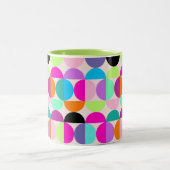 円カラフル中世紀美術モダン幾何学的 ツートーンマグカップ (中央)