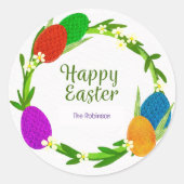 円カラフル付き卵離れ、ハッピーイースター ラウンドシール (正面)
