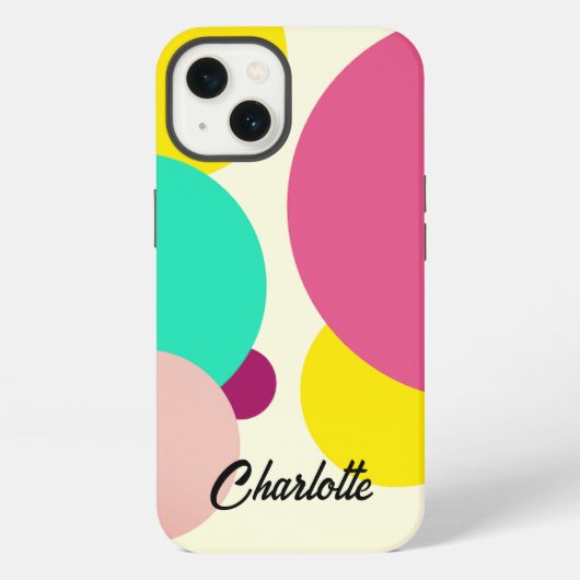 円カラフル名前をカスタムする iPhoneケース (裏面)