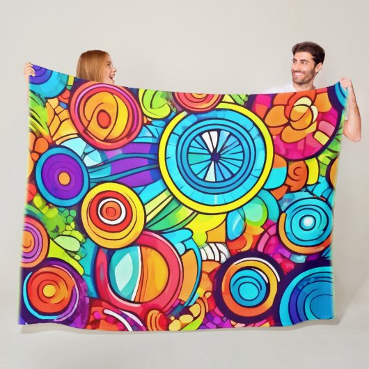 円カラフル抽象芸術アート フリースブランケット (インサイチュ)