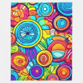 円カラフル抽象芸術アート フリースブランケット (正面)