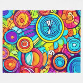 円カラフル抽象芸術アート フリースブランケット (正面(横))