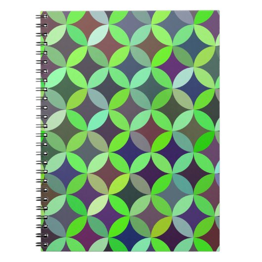円カラフル星キルトパターン ノートブック (正面)