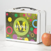 円カラフル点リングや輪パーソナライズされた緑 メタルランチボックス (インサイチュ)