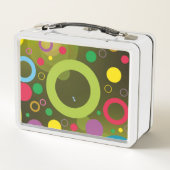 円カラフル点リングや輪パーソナライズされた緑 メタルランチボックス (裏面)