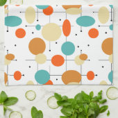 円カラフル線の中世紀パタモダンーン キッチンタオル (折り畳み)