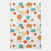 円カラフル線の中世紀パタモダンーン キッチンタオル (縦)