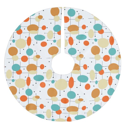 円カラフル線ミッドセンチュリーレトロパターン ブラッシュドポリエステルツリースカート (正面)