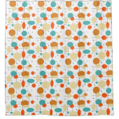 円カラフル線レトロミッドセンチュリーモダン シャワーカーテン (正面)