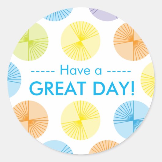 円カラフル線 ラウンドシール (正面)