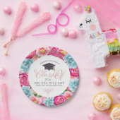 円カラフル花フレームクラス2017 ペーパープレート (パーティー)