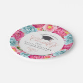 円カラフル花フレームクラス2017 ペーパープレート (アングル)