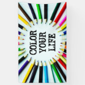 円カラフル鉛筆/クレヨン+あなたのアイディア 横断幕 (縦)