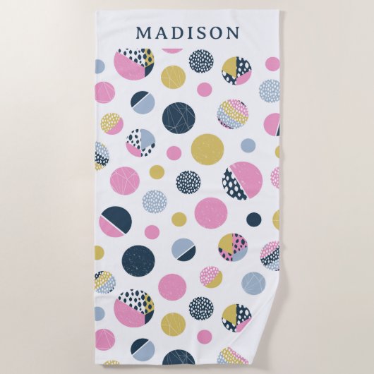 円カラフル ビーチタオル (正面)