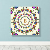 円カラー自転車マンダライニシャル キャンバスプリント (インサイチュ (ウッドフロア))