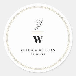 円クラシックバーダブルモノグラムモダン結婚ズ ラウンドシール