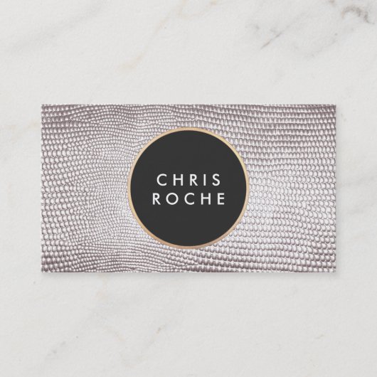 円クールスタイリッシュ紋シルバーススネークスキン 名刺 (正面)