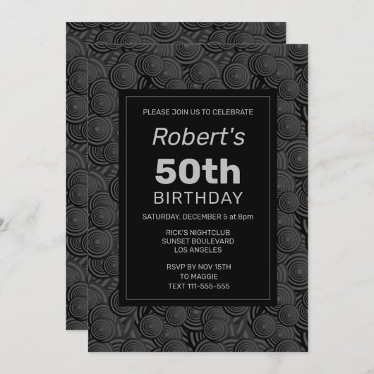 円クール50番目の誕生日招待状 招待状 (正面/裏面)