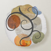 円コンテンポラリーパターン(の模様が)ある装飾用クッション ラウンドクッション (裏面)