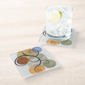 円コンテンポラリーパターン（の模様が）ある ガラスコースター (アングル)