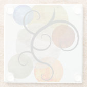 円コンテンポラリーパターン（の模様が）ある ガラスコースター (裏面)