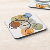 円コンテンポラリーパターン（の模様が）ある コースター (左側)