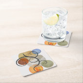 円コンテンポラリーパターン（の模様が）ある スクエアペーパーコースター (インサイチュ)