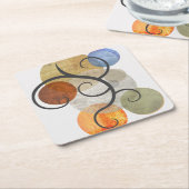 円コンテンポラリーパターン（の模様が）ある スクエアペーパーコースター (アングル)