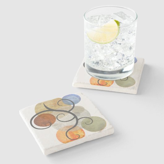 円コンテンポラリーパターン（の模様が）ある ストーンコースター (横)