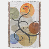 円コンテンポラリーパターン(の模様が)ある スローブランケット (正面縦)