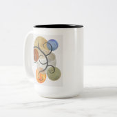 円コンテンポラリーパターン(の模様が)ある ツートーンマグカップ (正面左)